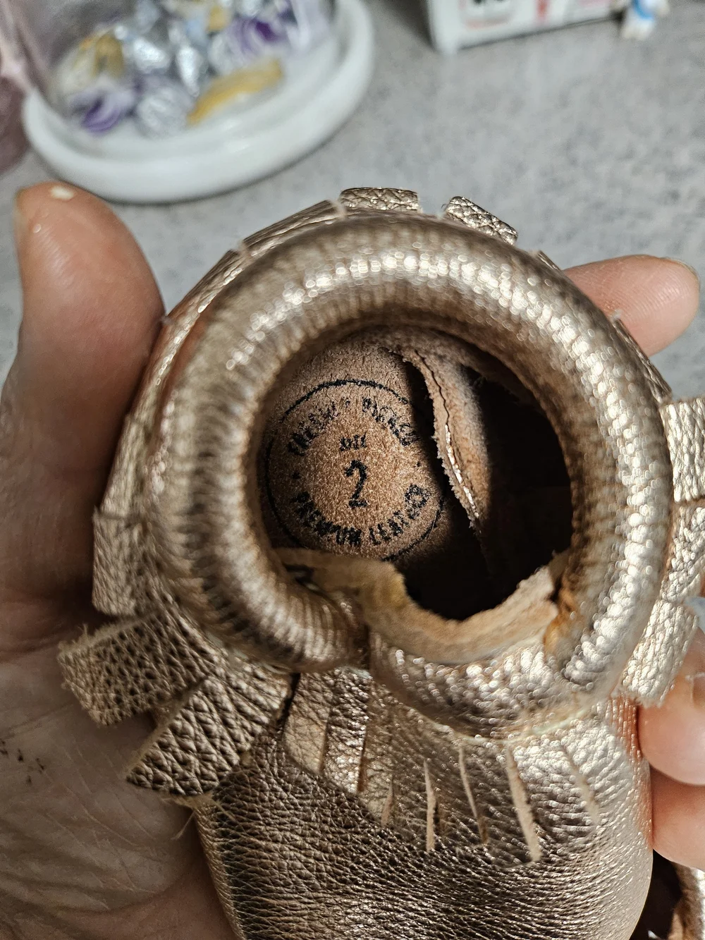Freshly Picked Black and Rose Gold Baby Moccasins - Pair Set